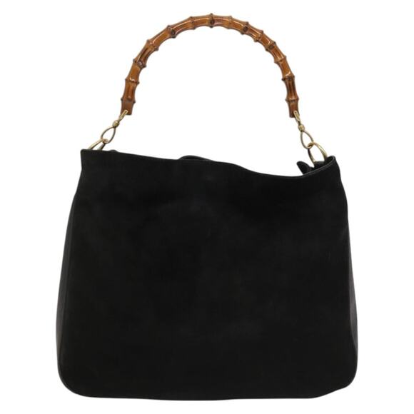 GUCCI Bamboo Hand Bag Suede Black Gold 001 1998 001 1998 - Picture 3 of 12